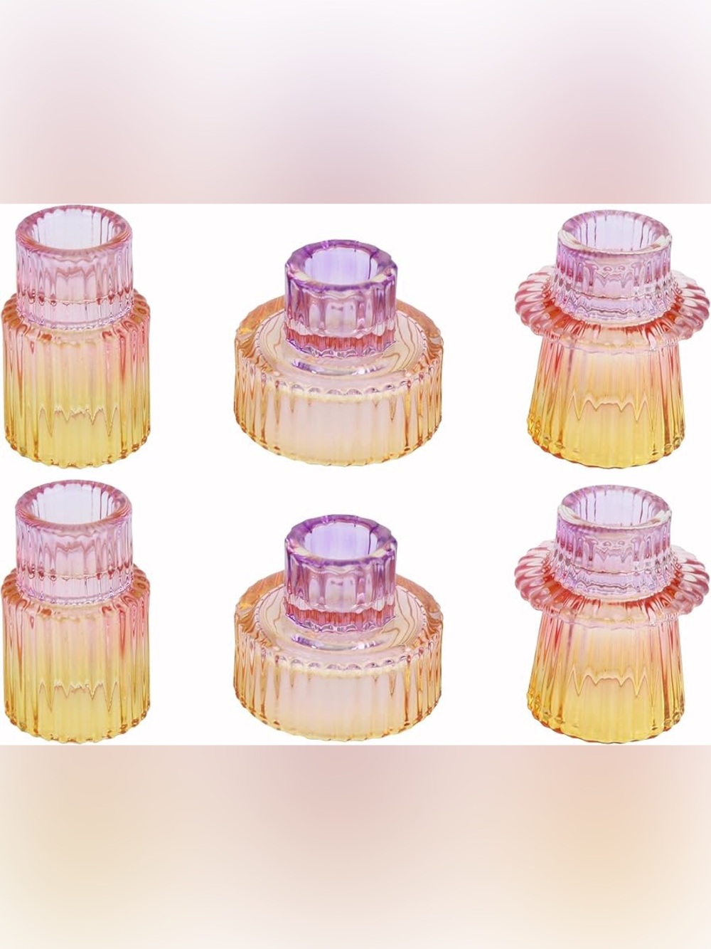 6pc Sunset Glass Candle Holders Set